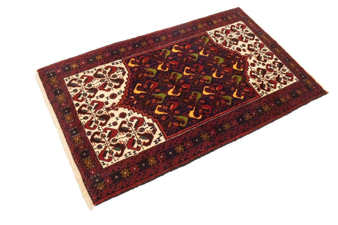 Vintage Red Tribal 3'2X5'4 Balouch Persian Rug - 4