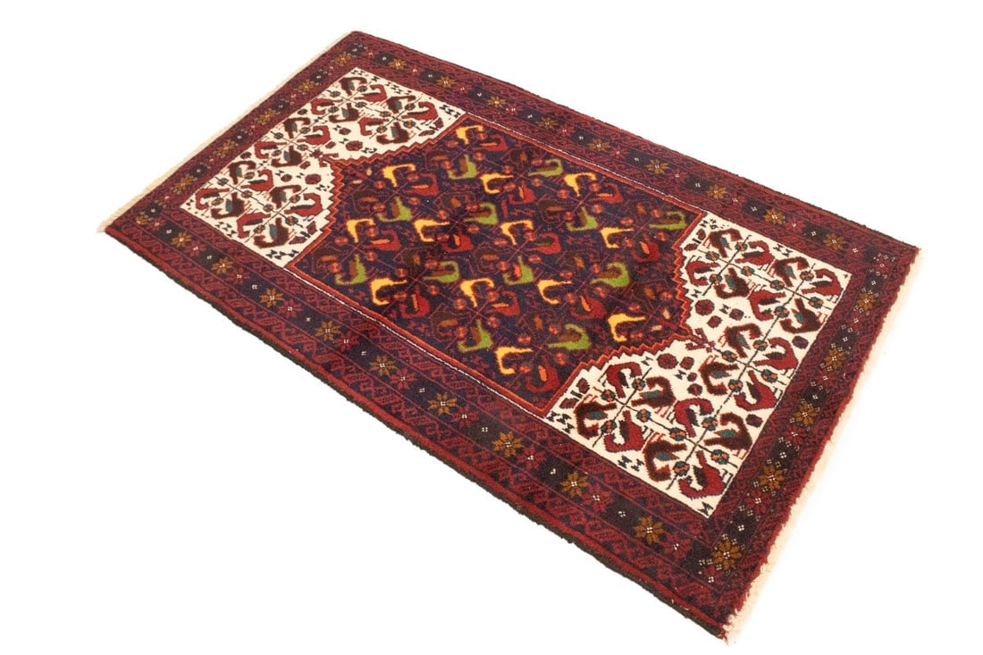 Vintage Red Tribal 3'2X5'4 Balouch Persian Rug - 5