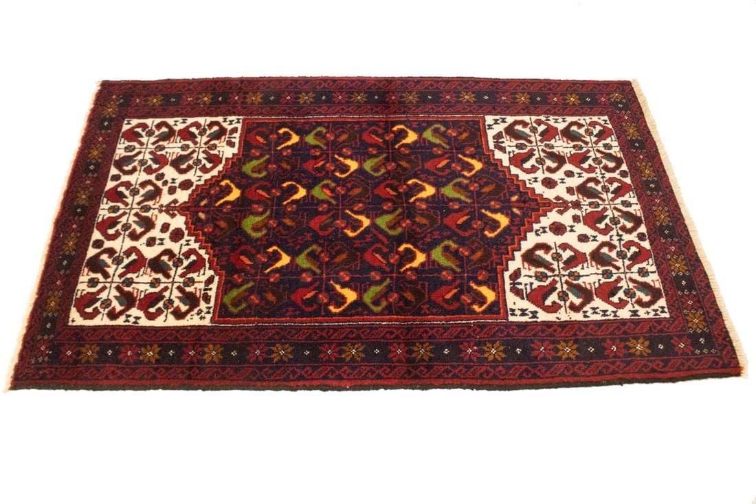 Vintage Red Tribal 3'2X5'4 Balouch Persian Rug - 6