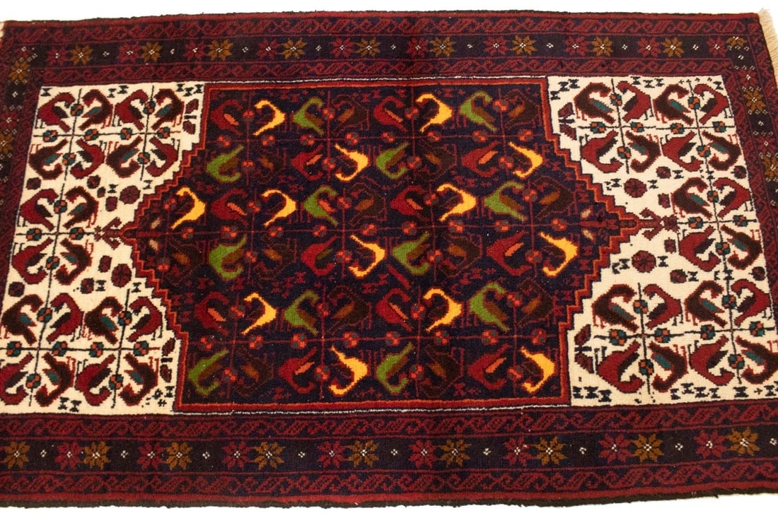 Vintage Red Tribal 3'2X5'4 Balouch Persian Rug - 7