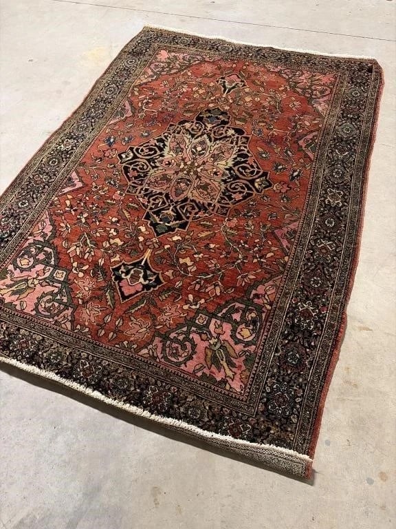 Antique Hand Knotted Persian Sarouk 4x6 ft - 2