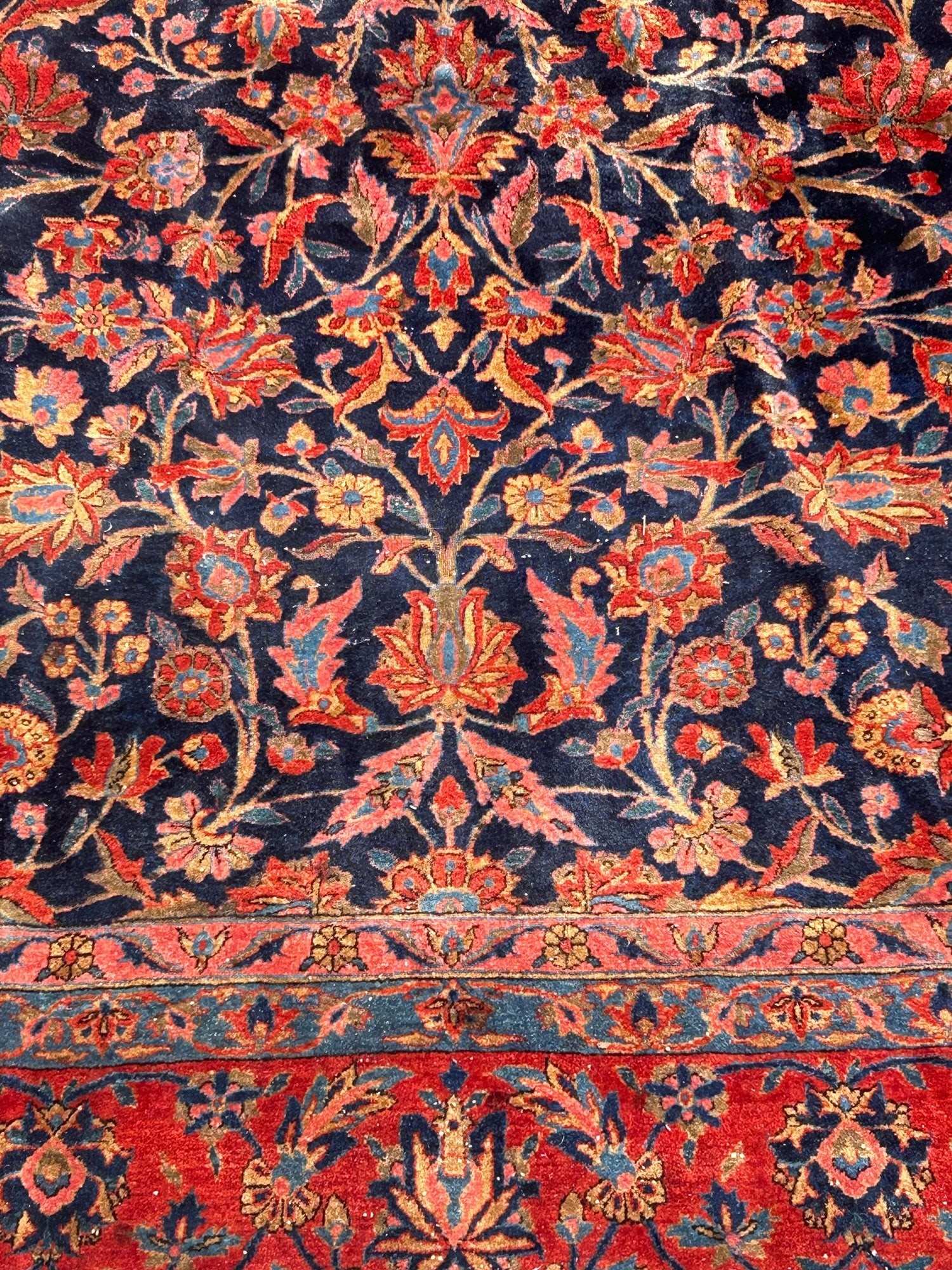 Antique Hand Knotted Persian Kashan Rug 12x8 ft - 2