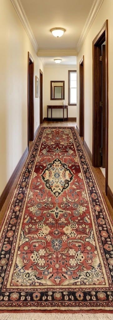 Antique Red Floral 3'5X10 Mahal Persian Runner Rug - 2