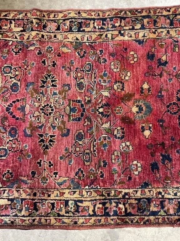 Antique Hand Knotted Persian Sarouk 3x5.9 ft - 2