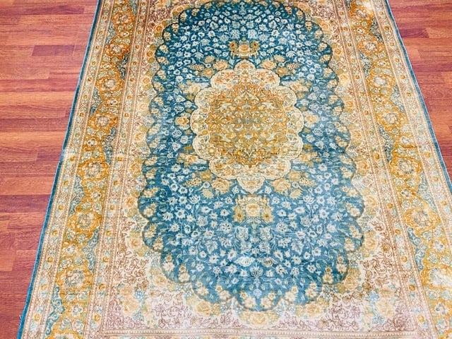 Vintage Persian Pure Silk Qum Rug-4700 - 2