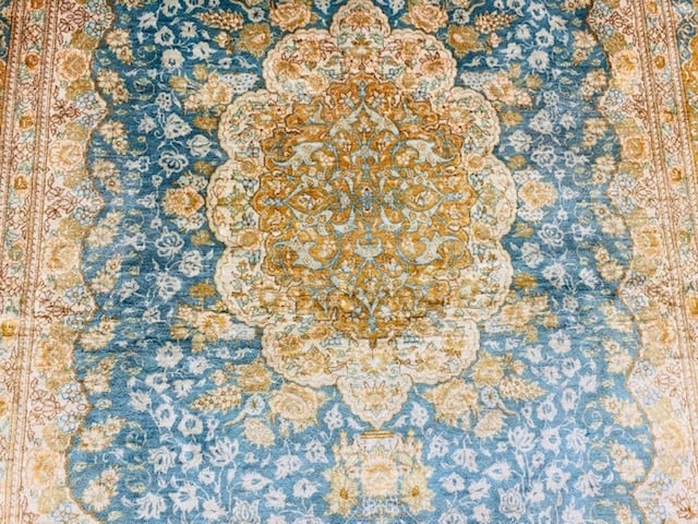 Vintage Persian Pure Silk Qum Rug-4700 - 3