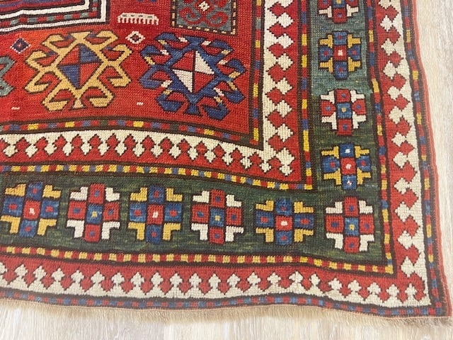 Antique Three medallions Kazak Caucasian Rug-3082 - 2