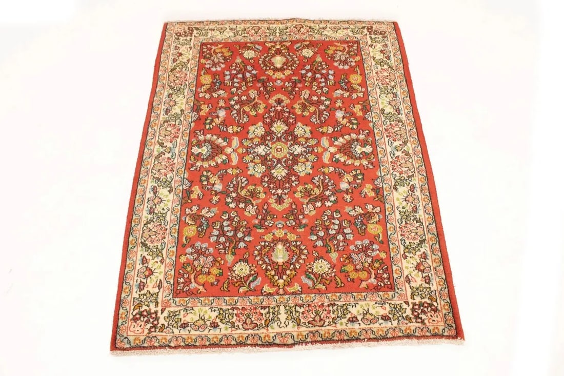 Vintage Red Floral 3'4X4'9 Shahrbaft Persian Rug - 3