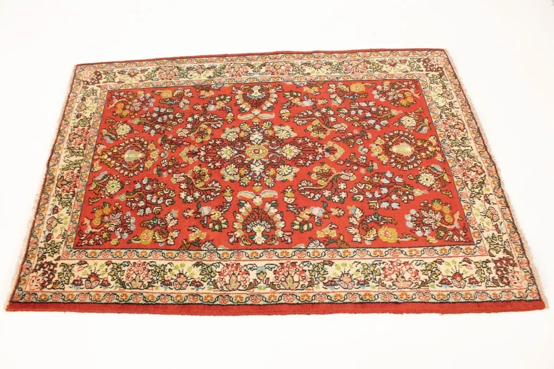 Vintage Red Floral 3'4X4'9 Shahrbaft Persian Rug - 6