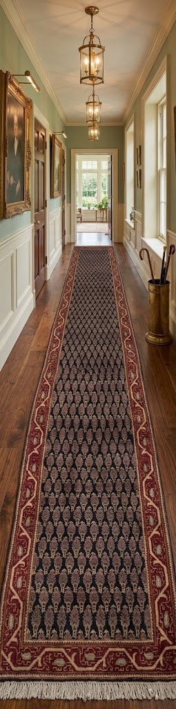 Vintage Dark Navy Floral 3X11 Tabriz Persian Runner Rug - 2