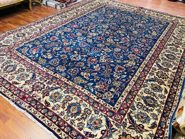 Singed Antique persian Yazd Kirman Rug-3491 - 8