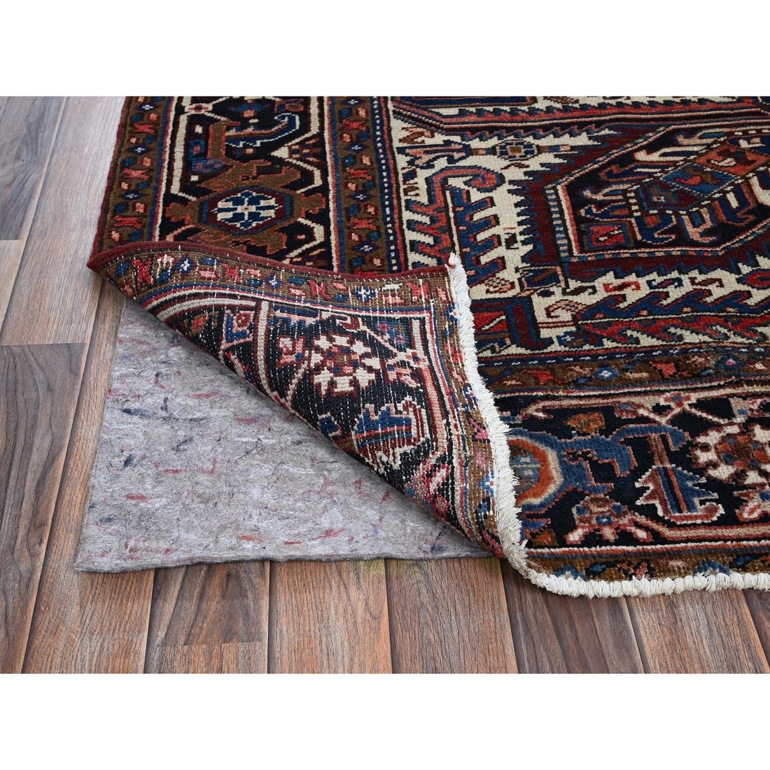 Sunset Colors Vintage Persian Heriz Hand Knotted All Wool Oriental Rug - 4