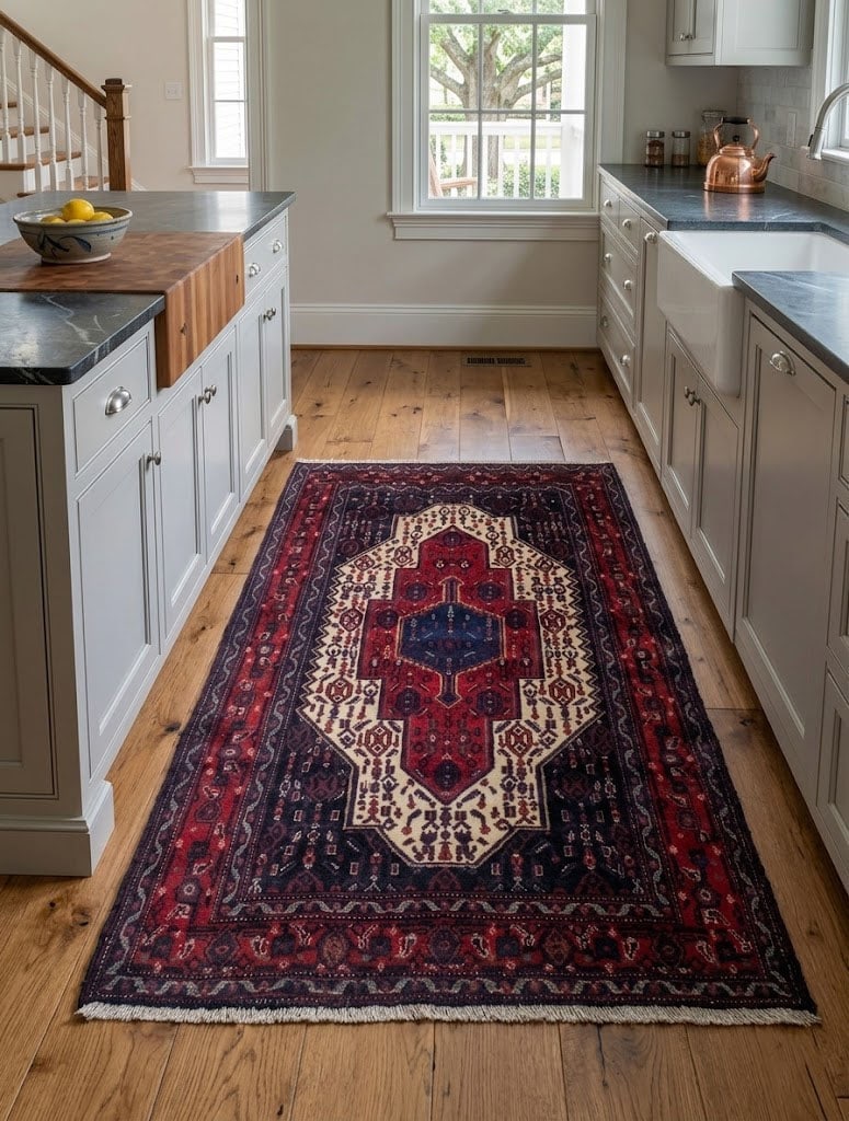 Vintage Red Geometric 4X5 Bidjar Persian Rug - 2