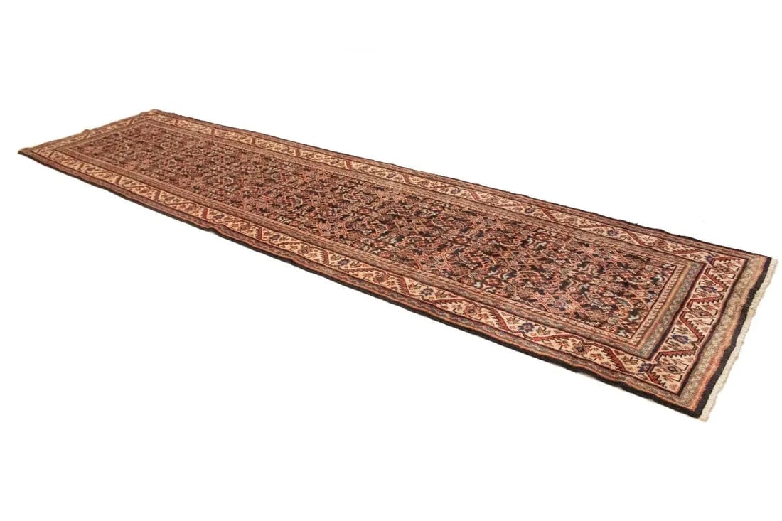 Antique Plum Floral 4X15 Mahal Persian Runner Rug - 4
