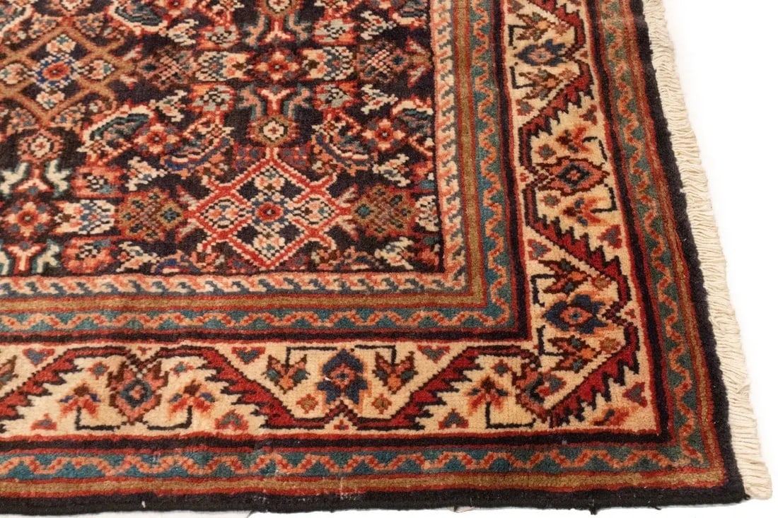 Antique Plum Floral 4X15 Mahal Persian Runner Rug - 9