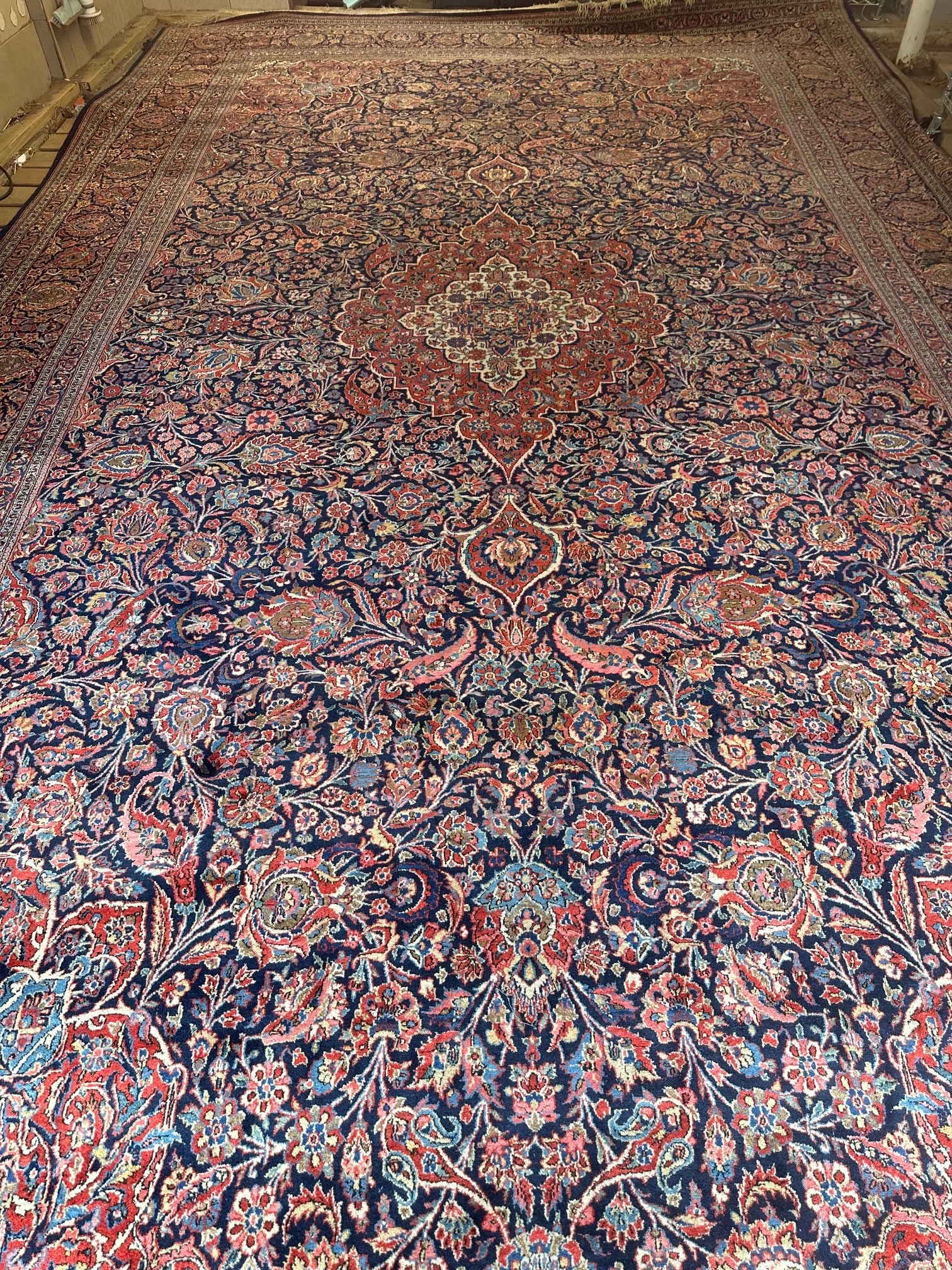 Antique Very Fine Hand Knotted Persian Kashan 10.8x18.8 ft - 3