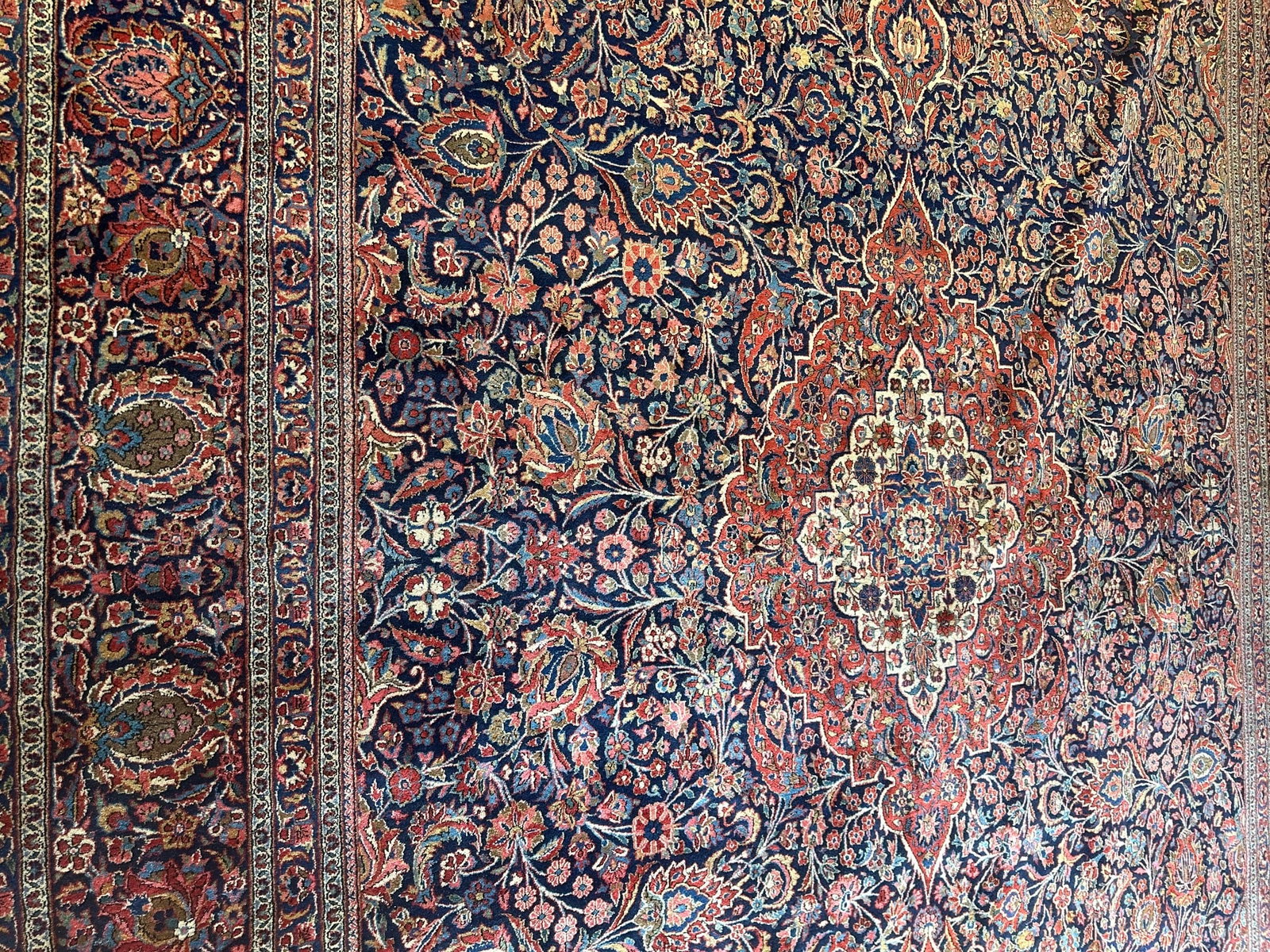 Antique Very Fine Hand Knotted Persian Kashan 10.8x18.8 ft - 7