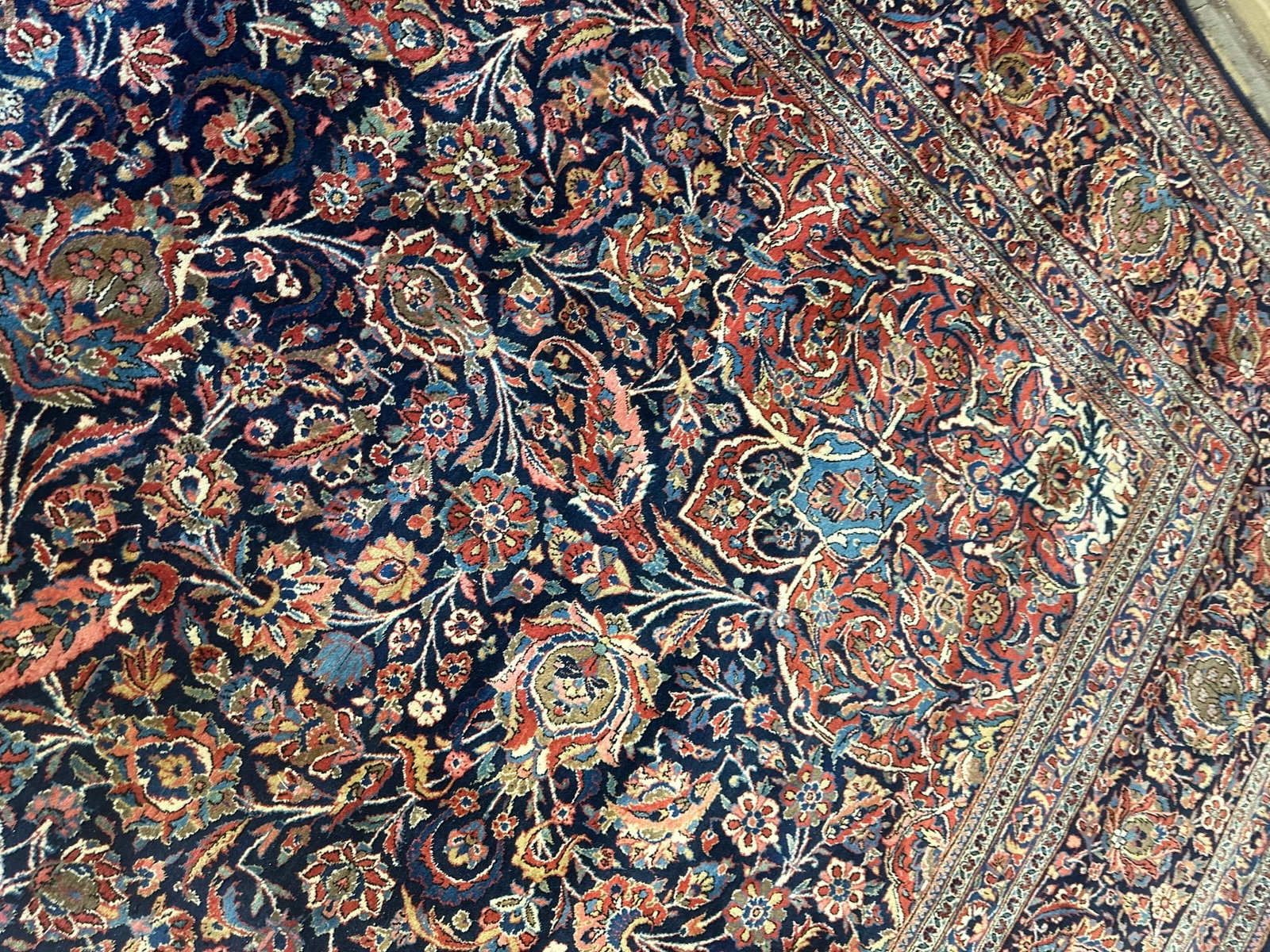 Antique Very Fine Hand Knotted Persian Kashan 10.8x18.8 ft - 8
