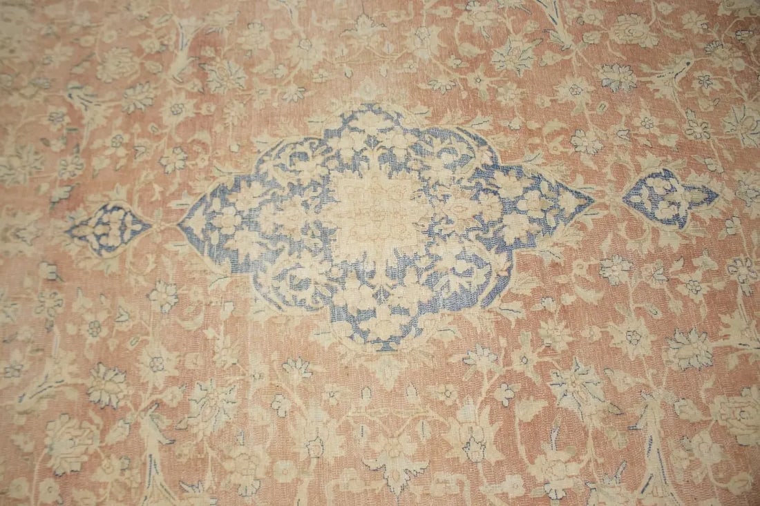 Antique Muted Distressed Floral 9'6X11'9 Kerman Persian Rug - 7