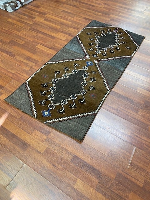 Antique Turkish Geometric Runner-4738/106 - 5