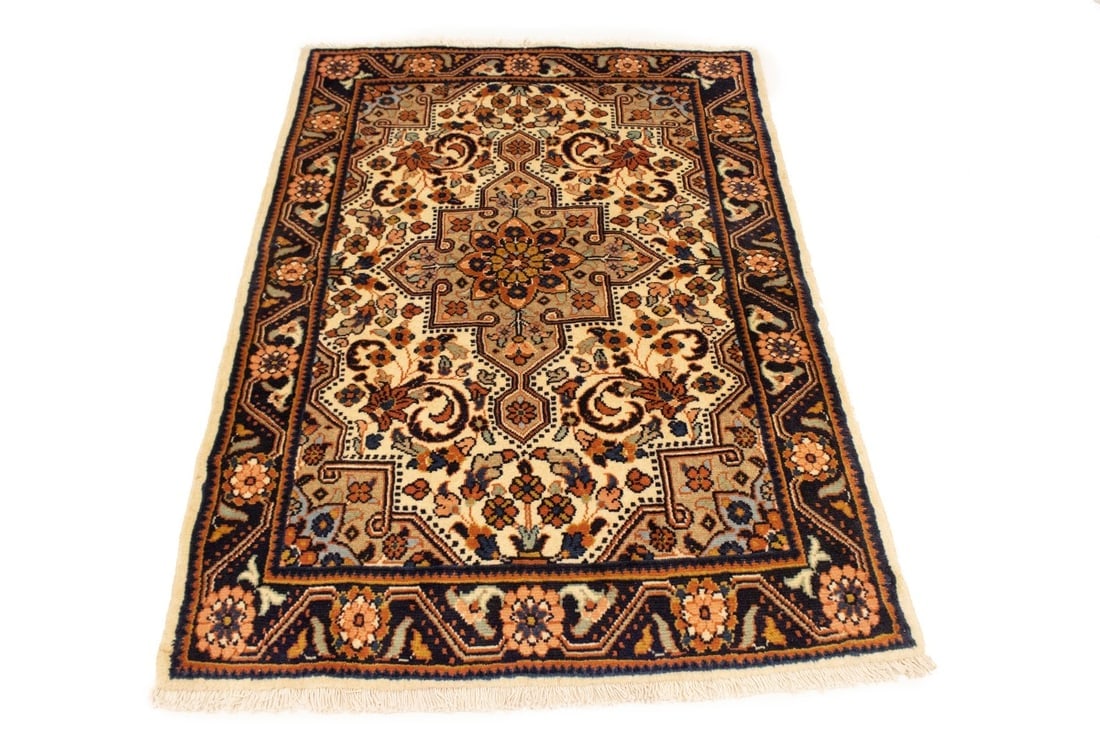 Vintage Cream Floral 3'5X4'9 Mahal Persian Rug - 3