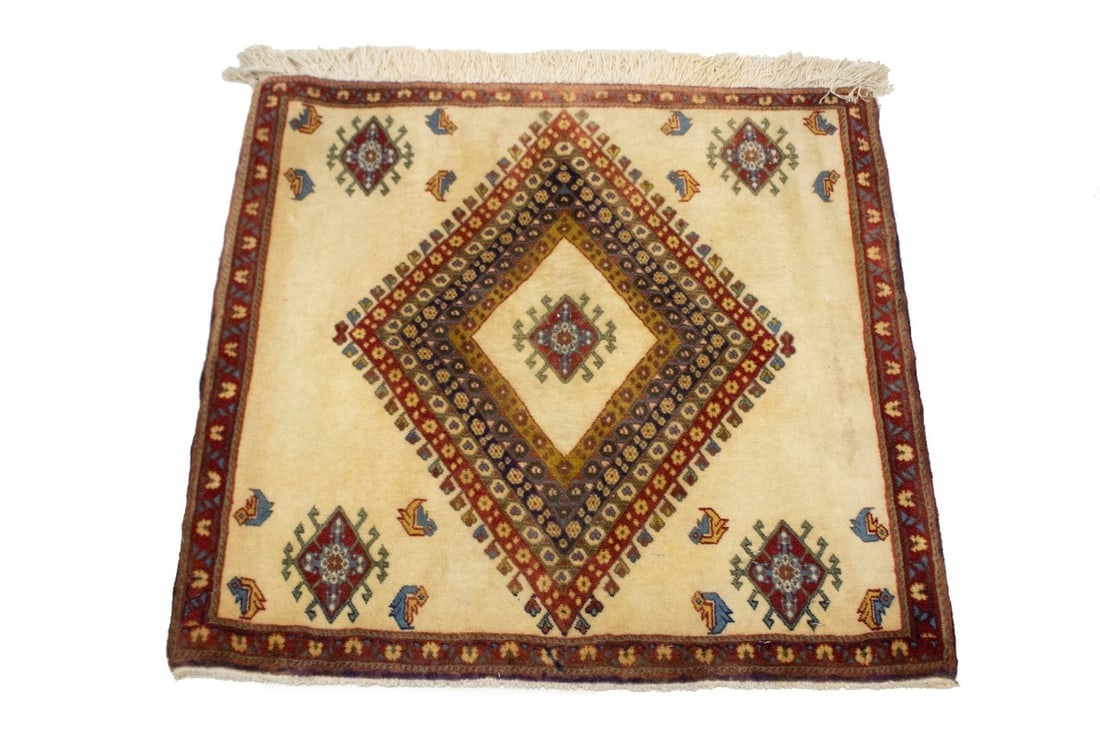 Vintage Beige Tribal 2X2 Abadeh Persian Rug - 3