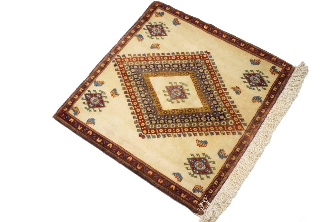 Vintage Beige Tribal 2X2 Abadeh Persian Rug - 5