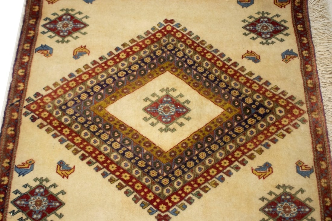 Vintage Beige Tribal 2X2 Abadeh Persian Rug - 7