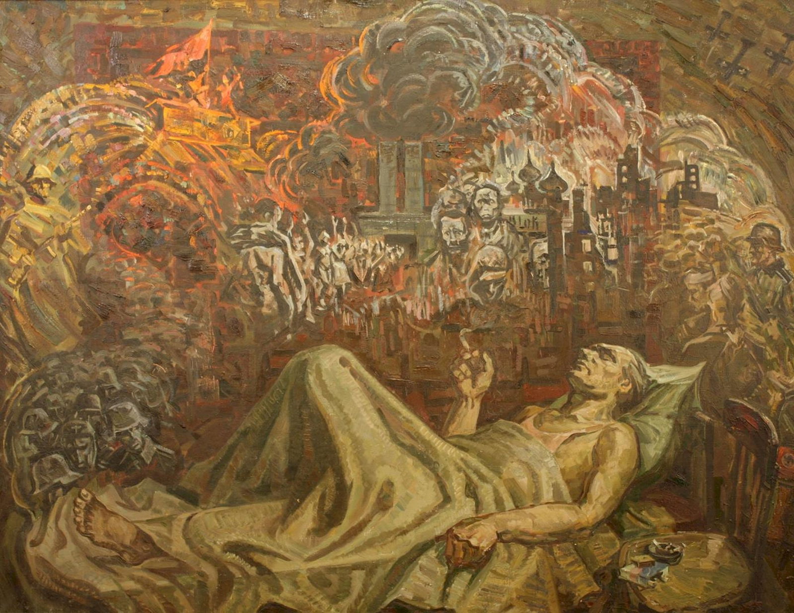 Solodovnikov Olexandr (Ukrainian artist), "Veteran can`t sleep", oil on canvas (1 of 2)