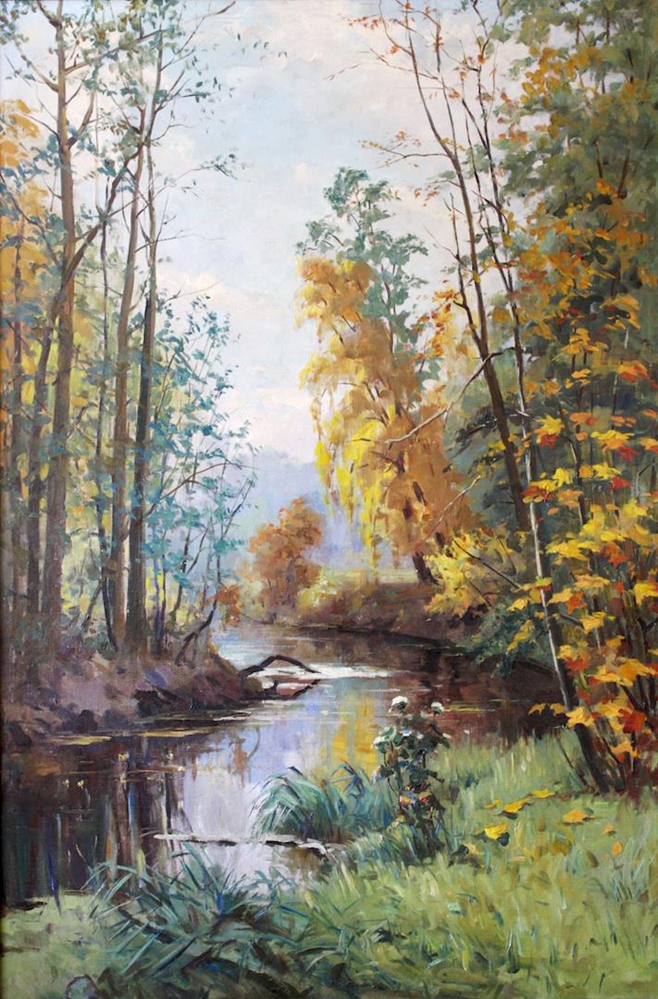 Unidentified (Ukrainian artist), "Autumn landscape (Shishkin copy)", oil on canvas (1 of 2)
