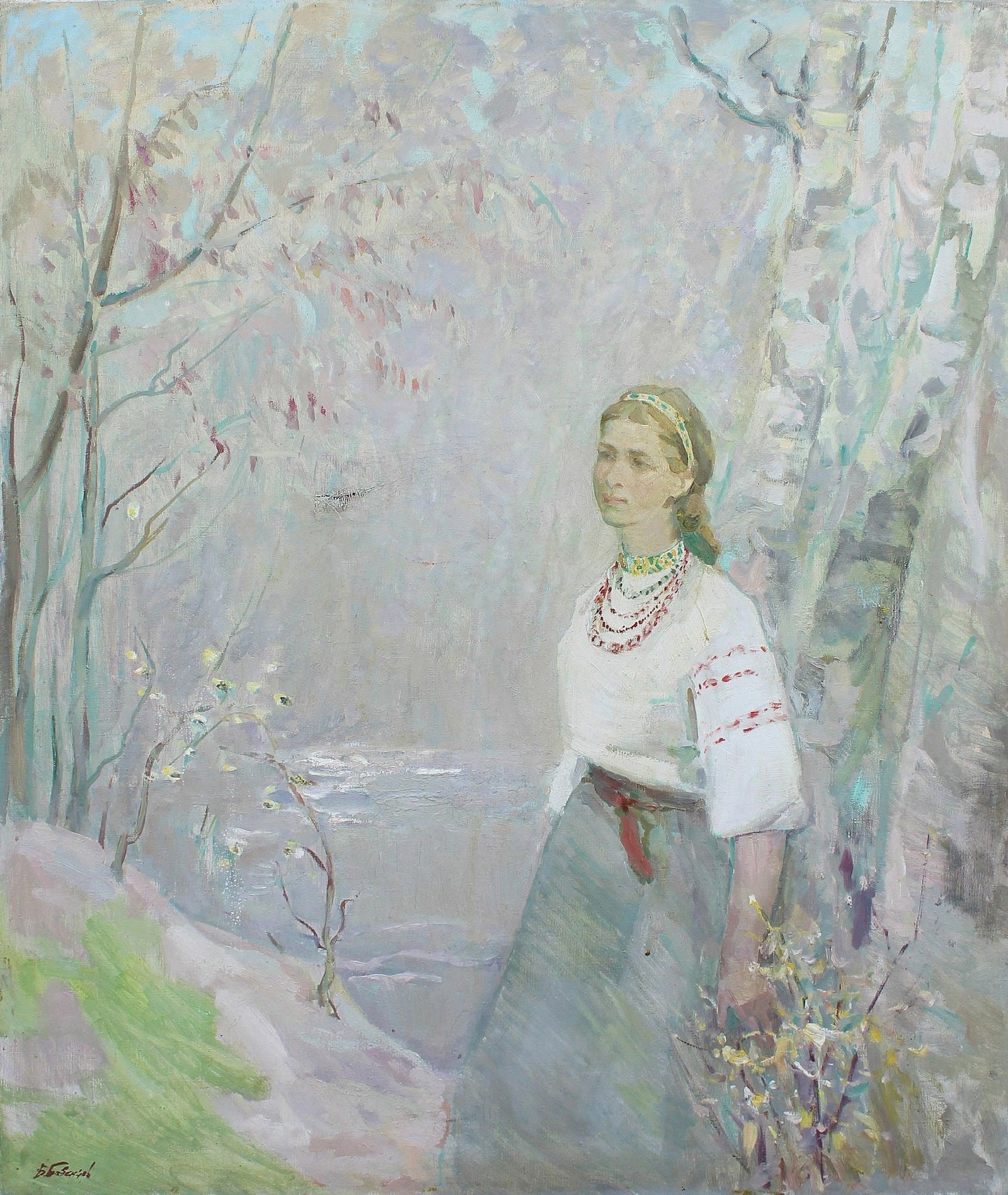 Babentsov V?ktor (Ukrainian artist), "Lesya Ukrainka", oil on canvas: Title: Babentsov V?ktor (Ukrainian artist), "Lesya Ukrainka", oil on canvas Description: ARTIST: Babentsov V?ktor Volodymyrovych, Ukrainian artist TITLE: "Lesya Ukrainka" SIZE: 117 x 99 cm, (46 x 39 i