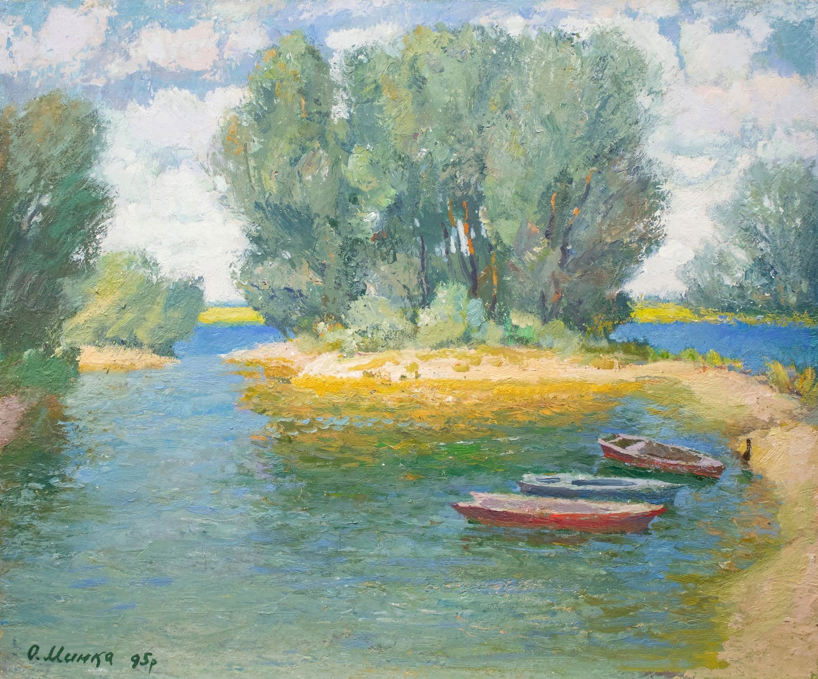 Mynka Olexandr (Ukrainian artist), "Warm summer", oil on canvas: Title: Mynka Olexandr (Ukrainian artist), "Warm summer", oil on canvas Description: ARTIST: Mynka Olexandr Fedorovich, Ukrainian artist TITLE: "Warm summer" SIZE: 50 x 60 cm, (19 3/4 x 23 2/4 in.) MED