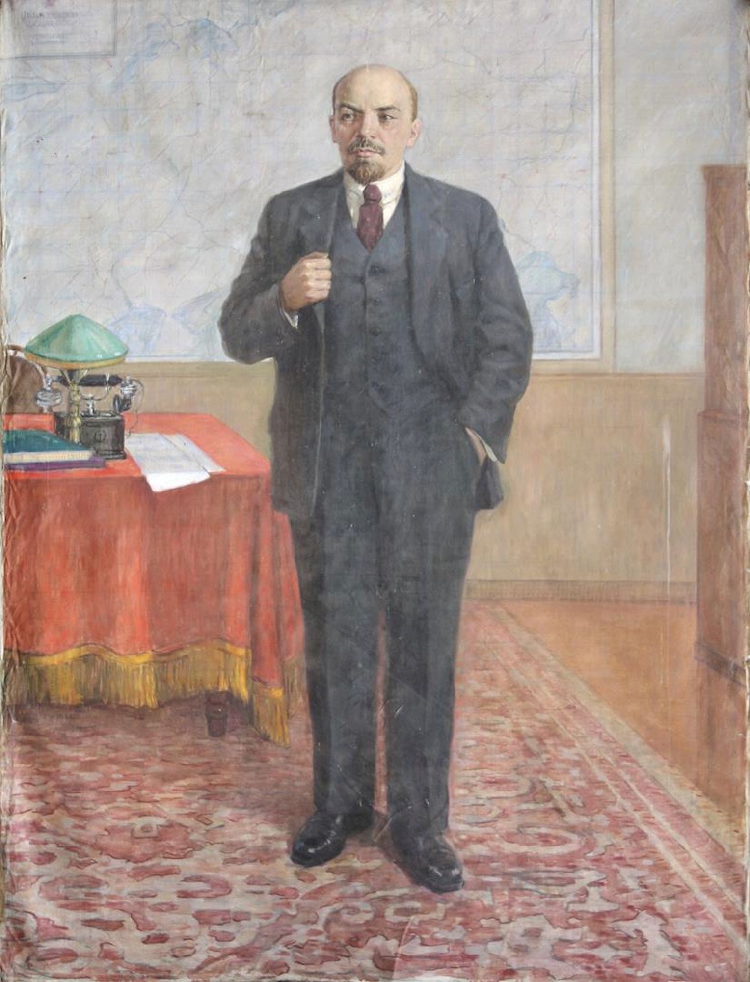 Maksimenko Mykola (Ukrainian artist), "Lenin", oil on canvas: Title: Maksimenko Mykola (Ukrainian artist), "Lenin", oil on canvas Description: ARTIST: Maksimenko Mykola Antonovich, Ukrainian artist TITLE: "Lenin" SIZE: 198 x 148 cm, (78 x 58 1/4 in.) MEDIUM: oil