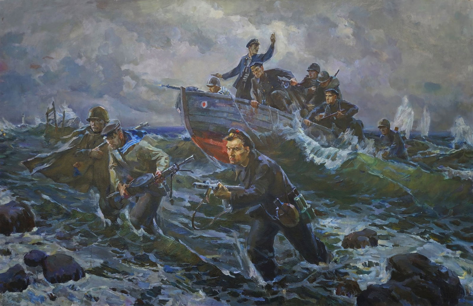 Krelman Volko (Ukrainian artist), "Chernomortsy (Copy of Victor Puzyrkov)", oil on canvas: Title: Krelman Volko (Ukrainian artist), "Chernomortsy (Copy of Victor Puzyrkov)", oil on canvas Description: ARTIST: Krelman Volko Aronovich, Ukrainian artist TITLE: "Chernomortsy (Copy of Victor