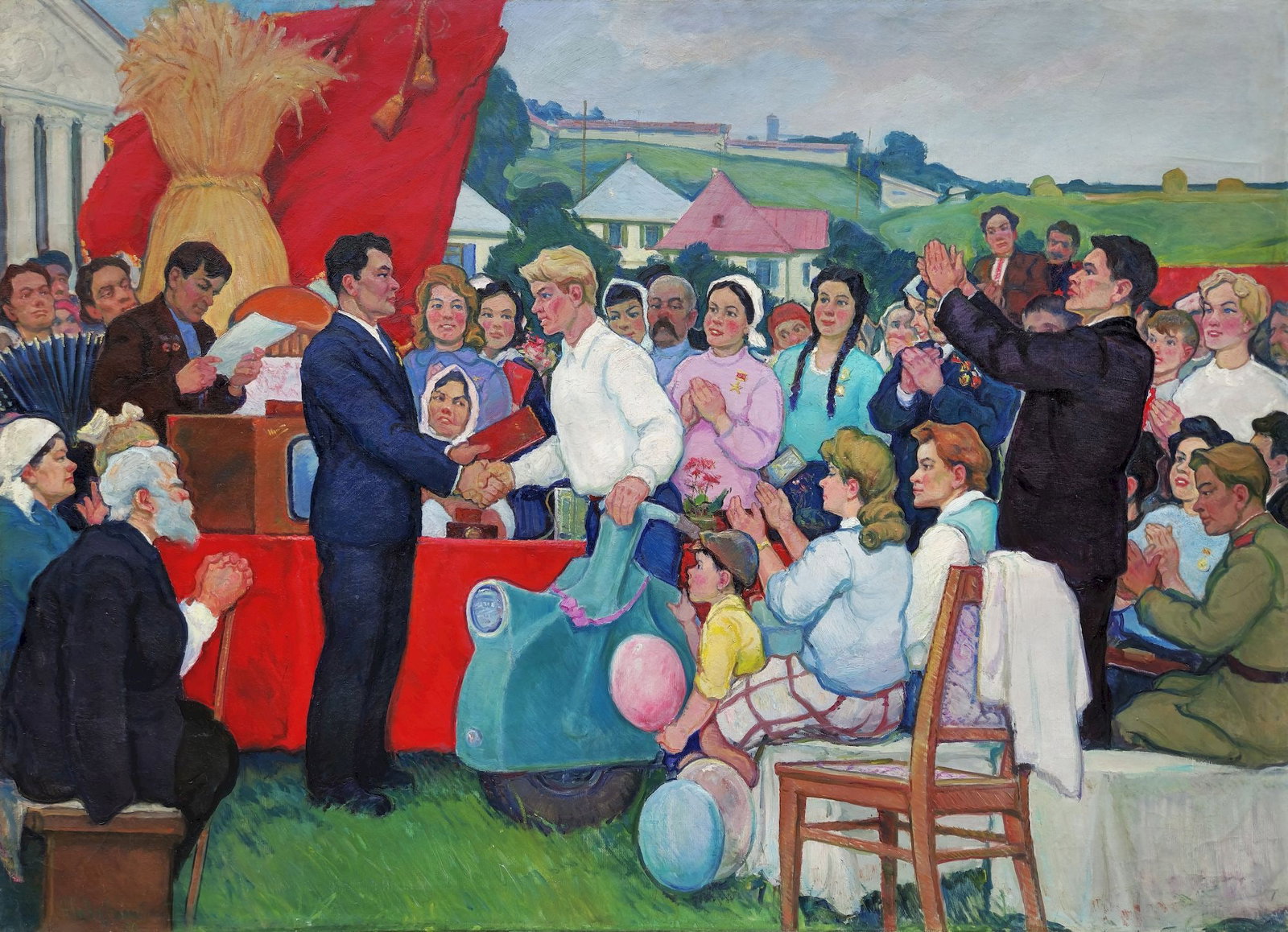 Gavdzinsky Albin (Ukrainian artist), "Presentation of the award to the best agronomist", oil on: Title: Gavdzinsky Albin (Ukrainian artist), "Presentation of the award to the best agronomist", oil on canvas Description: ARTIST: Gavdzinsky Albin Stanislavovich, Ukrainian artist TITLE: