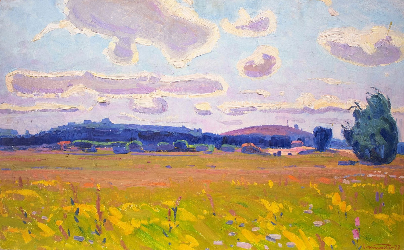 Tyukha Ivan (Ukrainian artist), "Flowering meadow", oil on cardboard: Title: Tyukha Ivan (Ukrainian artist), "Flowering meadow", oil on cardboard Description: ARTIST: Tyukha Ivan Andriyovich, Ukrainian artist TITLE: "Flowering meadow" SIZE: 50 x 80 cm, (19 3/4 x 31 2/4 