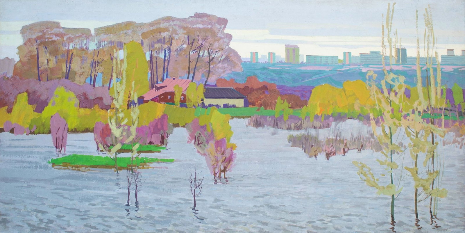 Akinshin Mykhaylo (Ukrainian artist), "Spring flood", tempera on canvas (1 of 4)