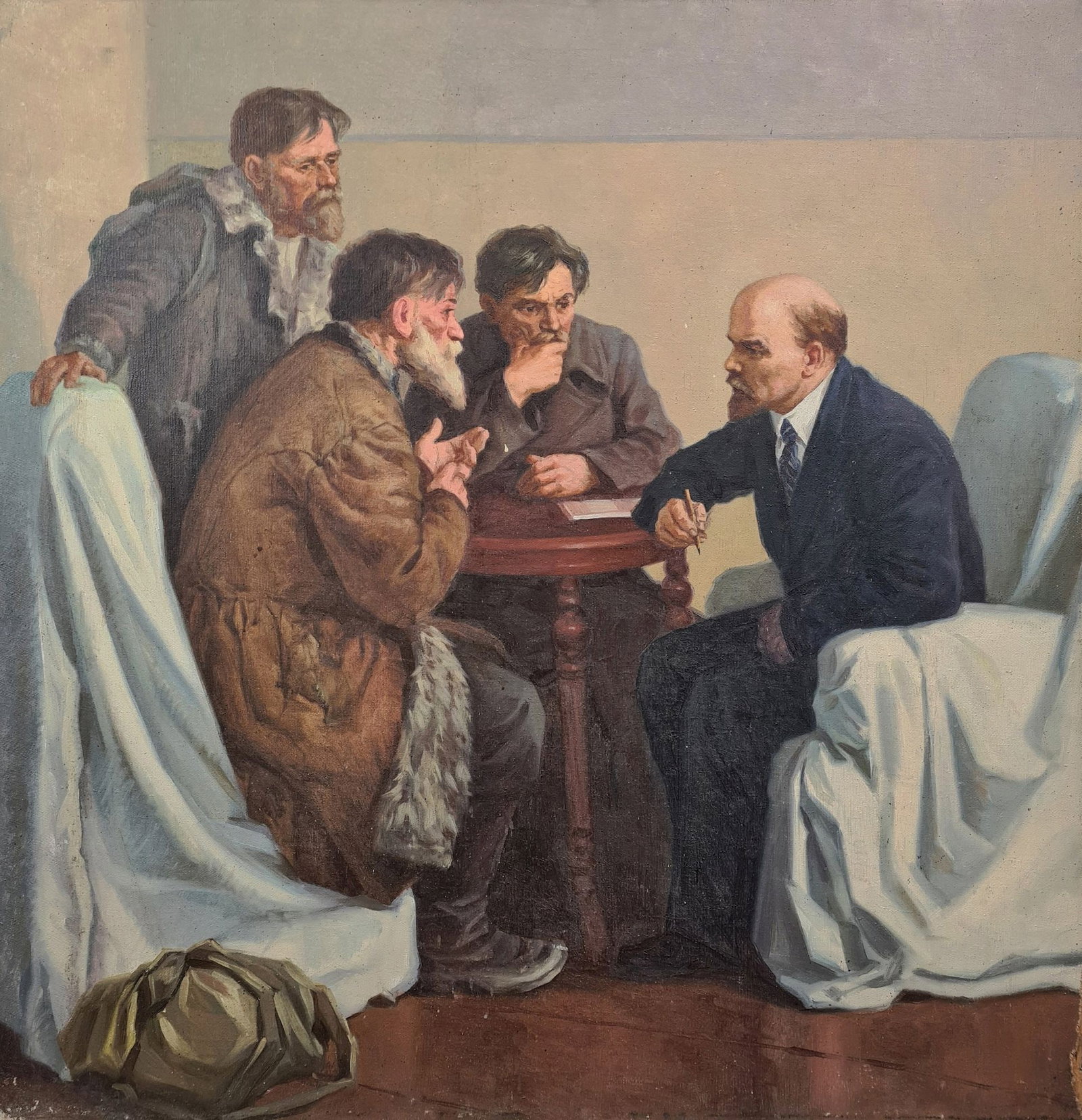 Dimun Mykhaylo (Ukrainian artist), "A copy of "Lenin and walkers", oil on canvas: Title: Dimun Mykhaylo (Ukrainian artist), "A copy of "Lenin and walkers", oil on canvas Description: ARTIST: Dimun Mykhaylo Mykhaylovich, Ukrainian artist TITLE: "A copy of "Lenin and walkers" SIZE: 1