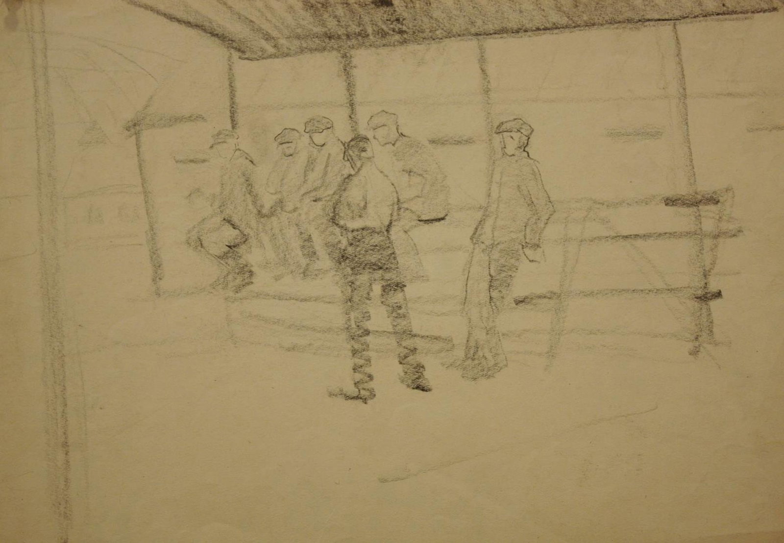 Mynka Olexandr (Ukrainian artist), "Break", pencil on paper: Title: Mynka Olexandr (Ukrainian artist), "Break", pencil on paper Description: ARTIST: Mynka Olexandr Fedorovich, Ukrainian artist TITLE: "Break" SIZE: 29 x 40 cm, (11 2/4 x 15 3/4 in.) MEDIUM: penci