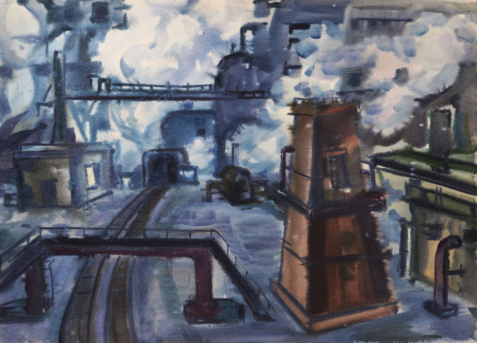 Kirilkov Valentin (Ukrainian artist), "Krivorozhstal" series", watercolor on paper: Title: Kirilkov Valentin (Ukrainian artist), "Krivorozhstal" series", watercolor on paper Description: ARTIST: Kirilkov Valentin Feodosievich, Ukrainian artist TITLE: "Krivorozhstal" series" SIZE: 59 