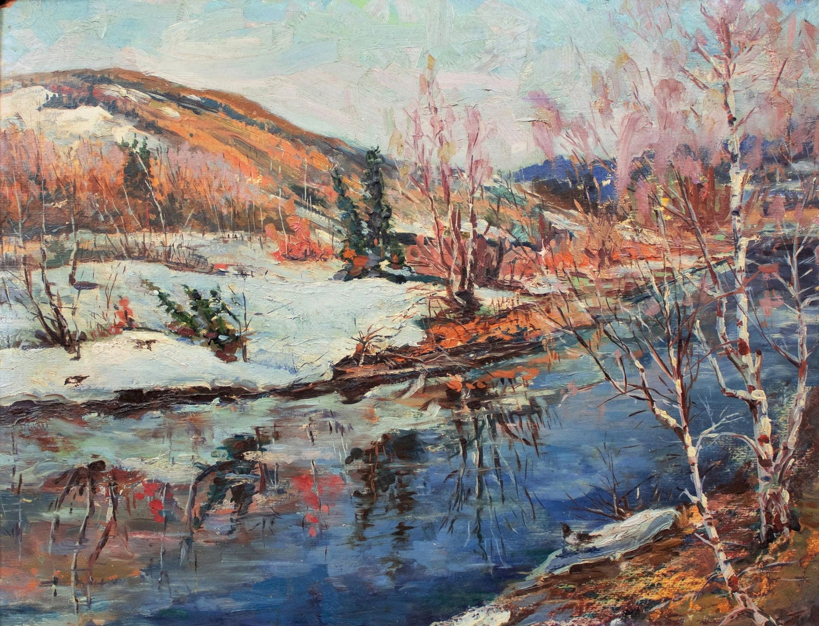 Unidentified (Ukrainian artist), "In Kremenets (early spring)", oil on cardboard (1 of 5)