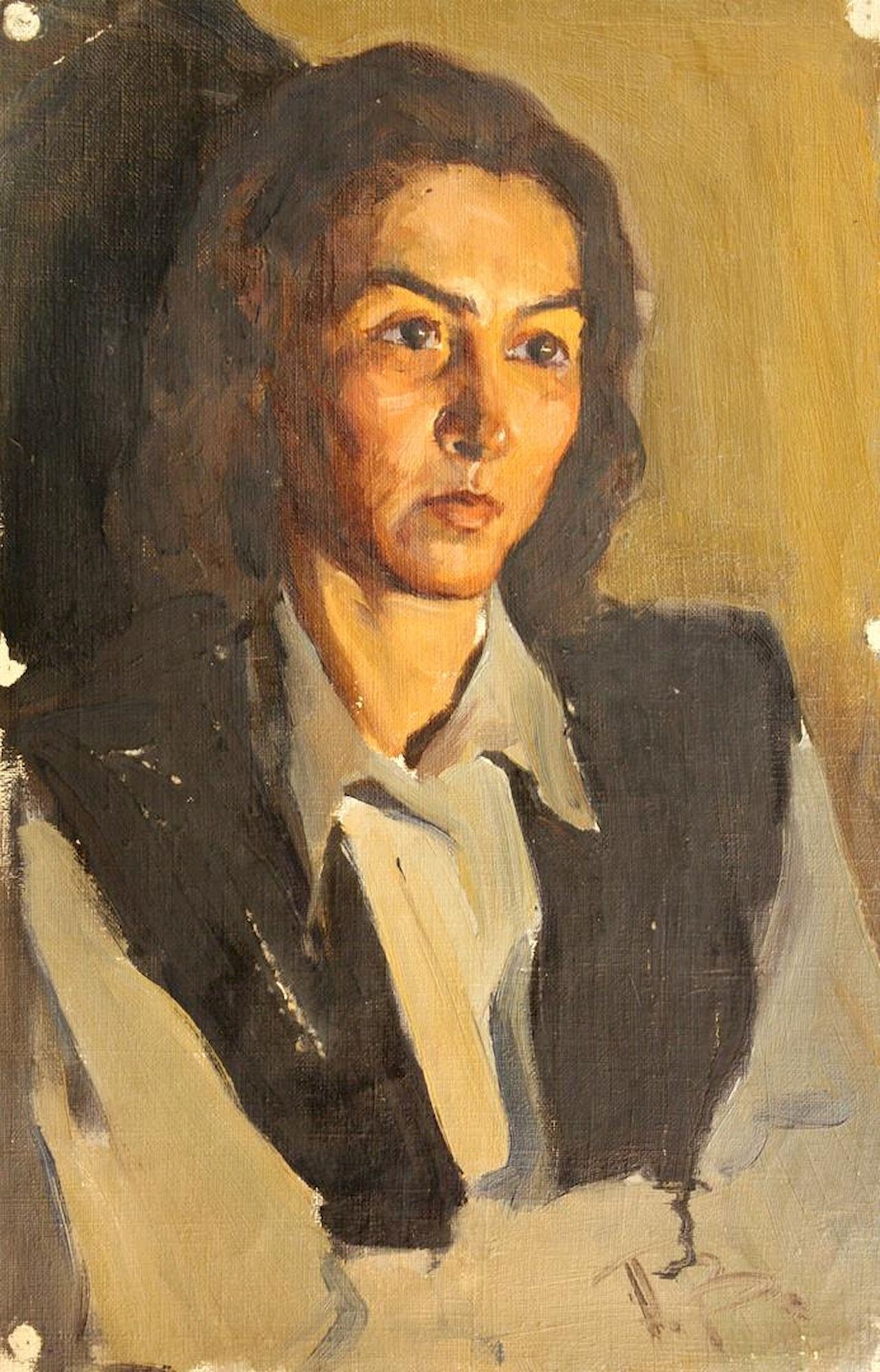 Volsky Petro (Ukrainian artist), "Female portrait", oil on canvas: Title: Volsky Petro (Ukrainian artist), "Female portrait", oil on canvas Description: ARTIST: Volsky Petro Dmitrovich, Ukrainian artist TITLE: "Female portrait" SIZE: 45 x 30 cm, (17 3/4 x 11 3/4 in.)