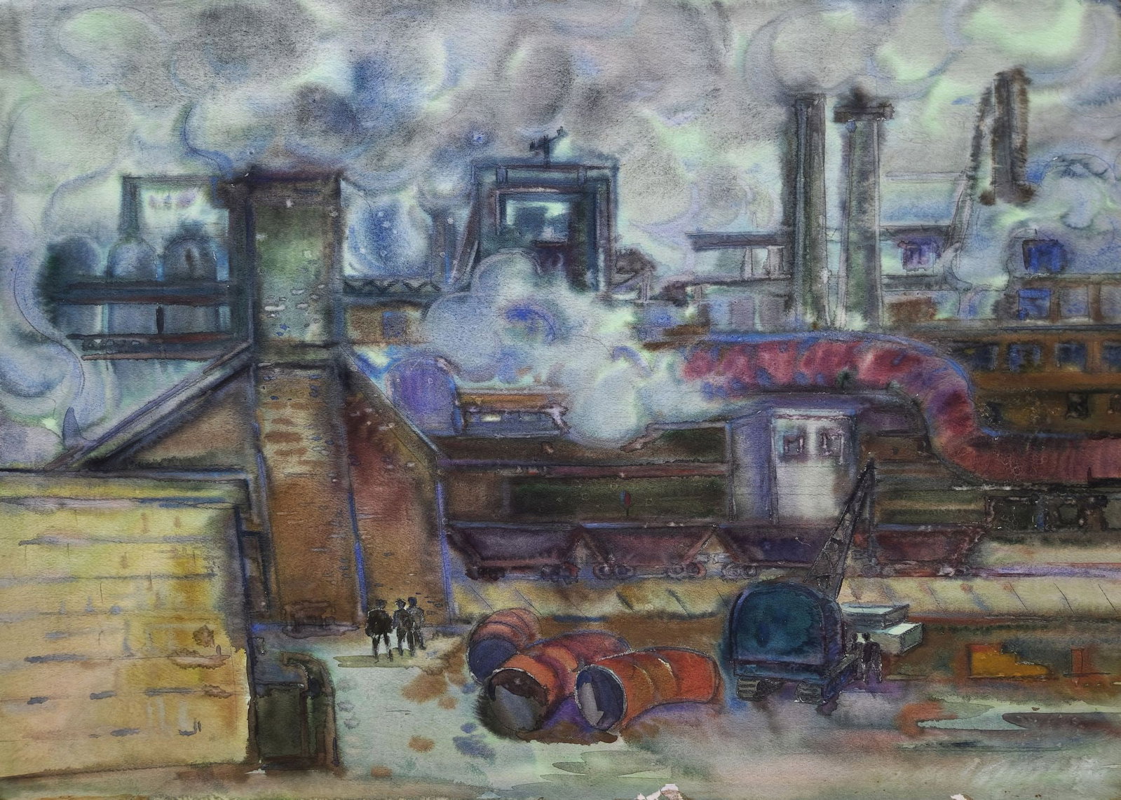 Kirilkov Valentin (Ukrainian artist), "Krivorozhstal" series", watercolor on paper: Title: Kirilkov Valentin (Ukrainian artist), "Krivorozhstal" series", watercolor on paper Description: ARTIST: Kirilkov Valentin Feodosievich, Ukrainian artist TITLE: "Krivorozhstal" series" SIZE: 61 