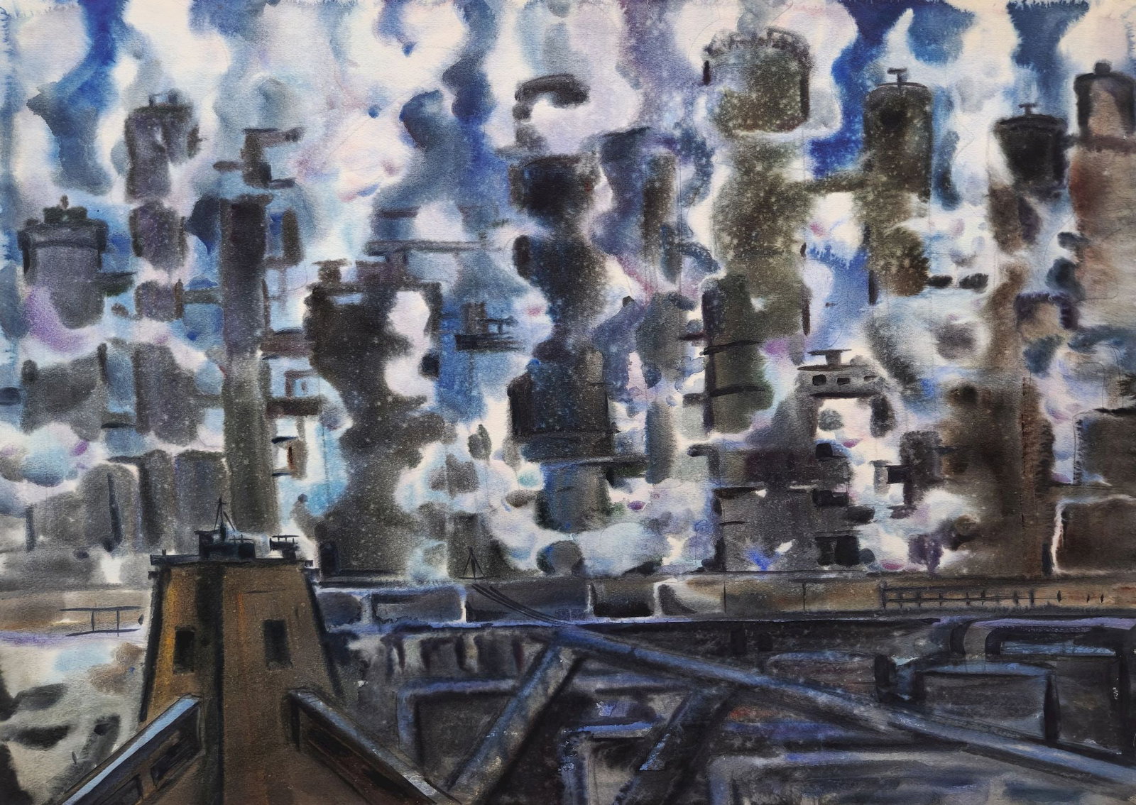 Kirilkov Valentin (Ukrainian artist), "Krivorozhstal" series", watercolor on paper: Title: Kirilkov Valentin (Ukrainian artist), "Krivorozhstal" series", watercolor on paper Description: ARTIST: Kirilkov Valentin Feodosievich, Ukrainian artist TITLE: "Krivorozhstal" series" SIZE: 61 