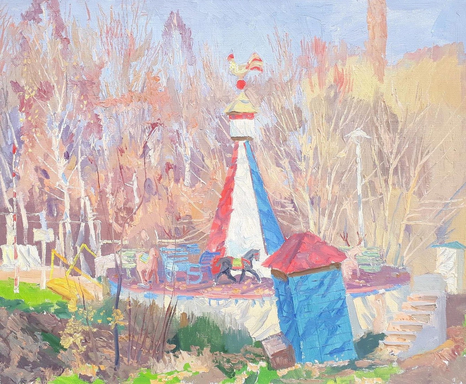 Chernikov Mykola (Ukrainian artist), "Children roundabouts", oil on canvas: Title: Chernikov Mykola (Ukrainian artist), "Children roundabouts", oil on canvas Description: ARTIST: Chernikov Mykola Volodymirovich, Ukrainian artist TITLE: "Children roundabouts" SIZE: 50 x 60