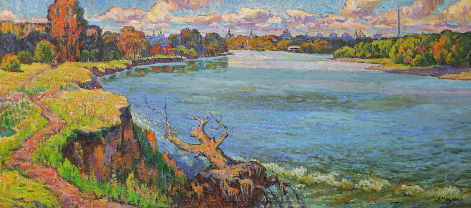 Mordovets Andriy (Ukrainian artist), "Desna river near Chernihiv city", oil on canvas: Title: Mordovets Andriy (Ukrainian artist), "Desna river near Chernihiv city", oil on canvas Description: ARTIST: Mordovets Andriy Mykitovich, Ukrainian artist TITLE: "Desna river near Chernihiv city"