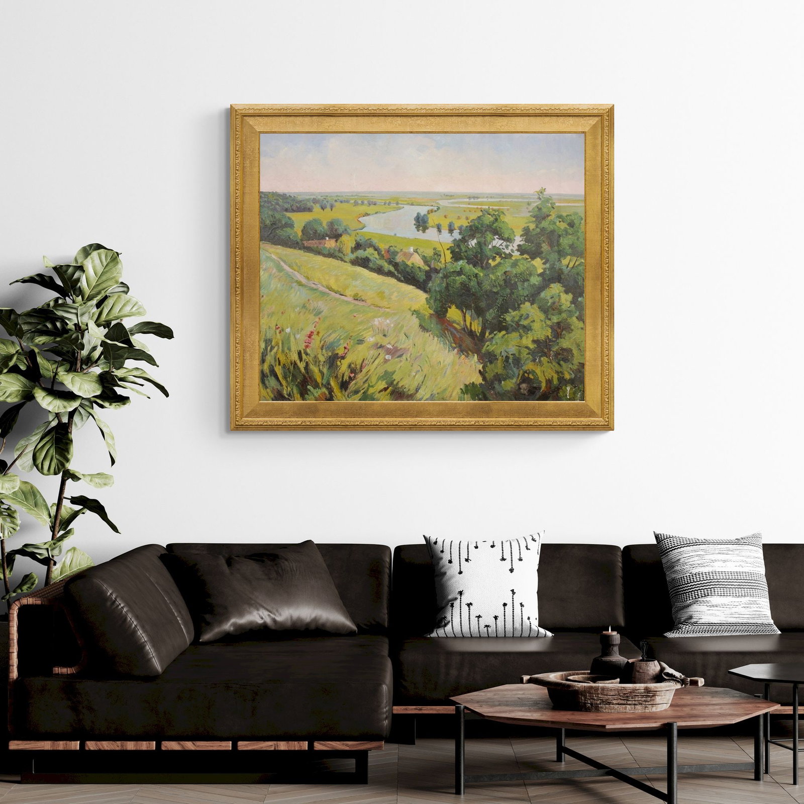 Unidentified (Ukrainian artist), "Above a river. Farm", oil on canvas - 2