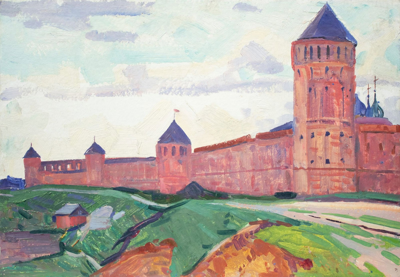 Tyukha Ivan (Ukrainian artist), "Russian oldy", oil on cardboard: Title: Tyukha Ivan (Ukrainian artist), "Russian oldy", oil on cardboard Description: ARTIST: Tyukha Ivan Andriyovich, Ukrainian artist TITLE: "Russian oldy" SIZE: 35 x 50 cm, (13 3/4 x 19 3/4 in.)