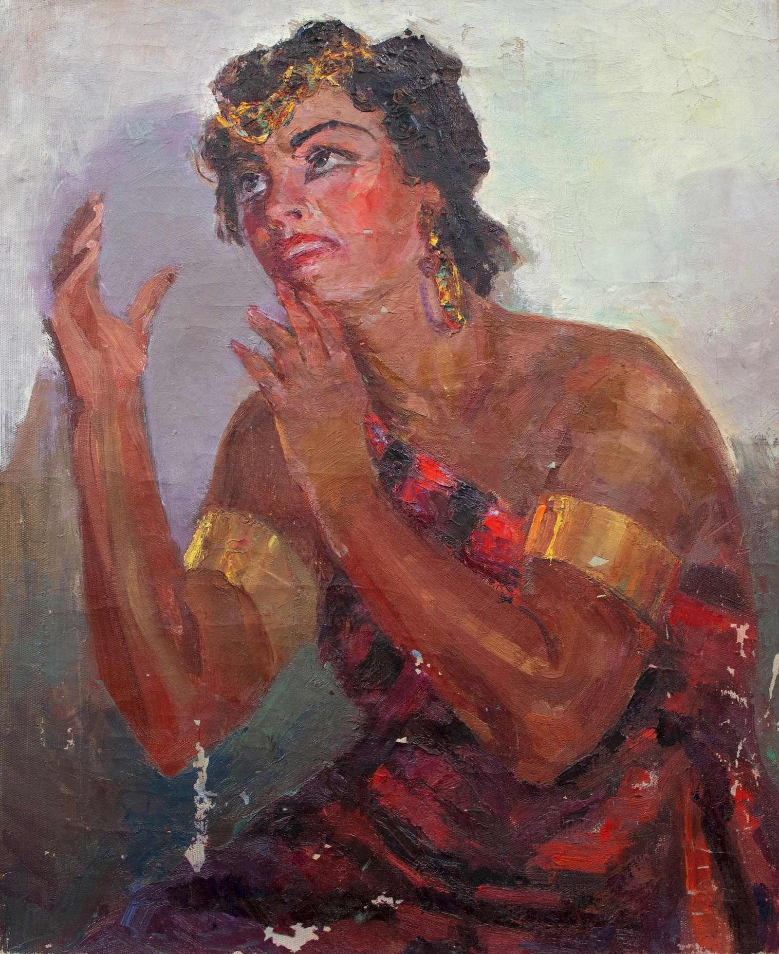 Unidentified (Ukrainian artist), "Female portrait", oil on canvas: Title: Unidentified (Ukrainian artist), "Female portrait", oil on canvas Description: ARTIST: Unidentified Artist TITLE: "Female portrait" SIZE: 61 x 50 cm, (24 x 19 3/4 in.) MEDIUM: oil on canvas YEA