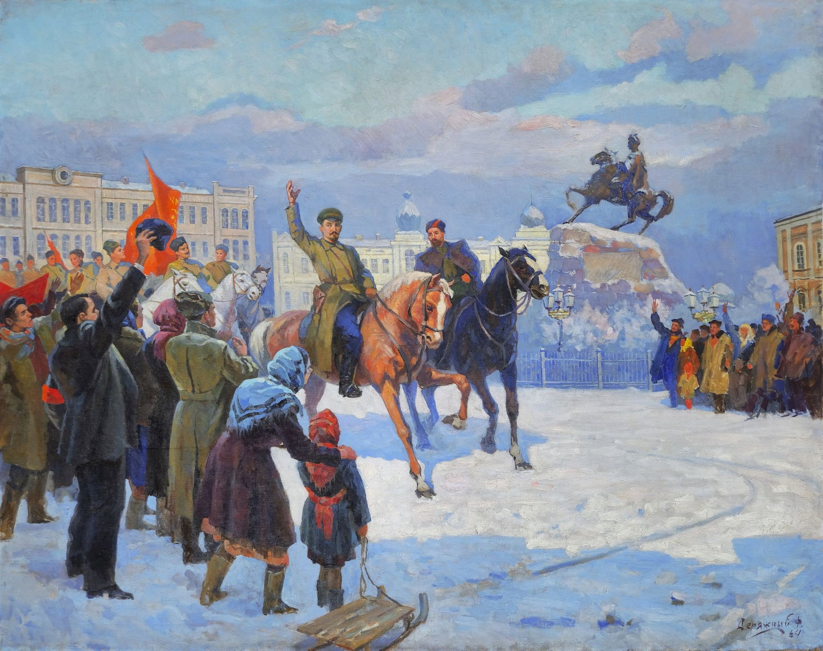 Deryazhny Fedir (Ukrainian artist), "Under red banners", oil on canvas: Title: Deryazhny Fedir (Ukrainian artist), "Under red banners", oil on canvas Description: ARTIST: Deryazhny Fedir Ivanovich, Ukrainian artist TITLE: "Under red banners" SIZE: 136 x 171 cm, (53 2/4 x